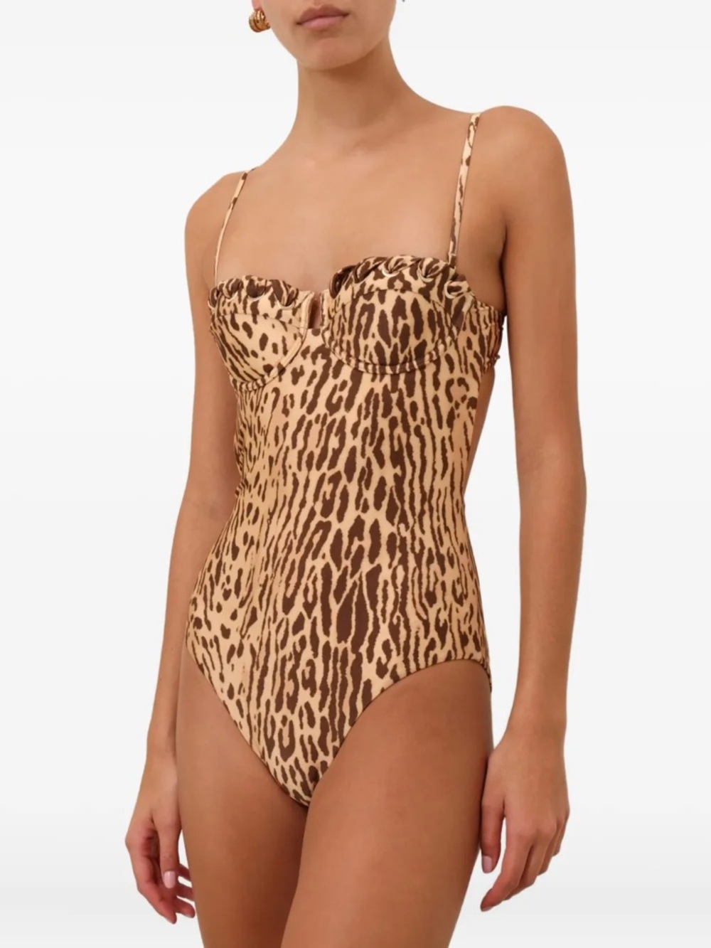 NWT Zimmermann Cascadian Leopard One Piece Balconette Swimsuit Size 6